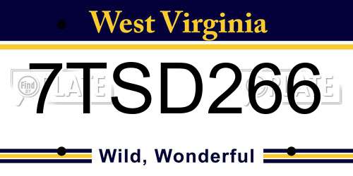 7TSD266 West Virginia License Plate