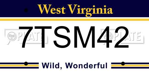 7TSM42 West Virginia License Plate