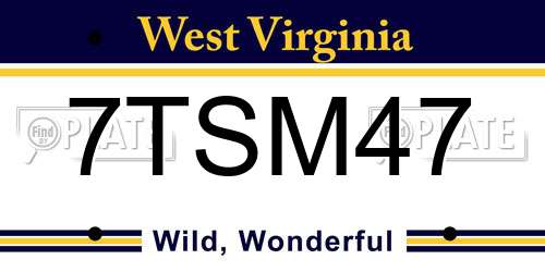 7TSM47 West Virginia License Plate