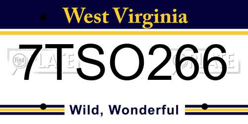 7TSO266 West Virginia License Plate