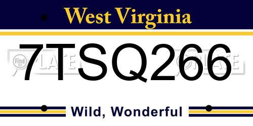 7TSQ266 West Virginia License Plate