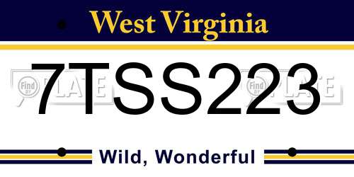 7TSS223 West Virginia License Plate