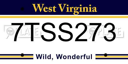 7TSS273 West Virginia License Plate