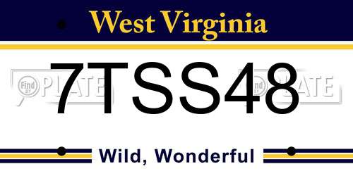 7TSS48 West Virginia License Plate