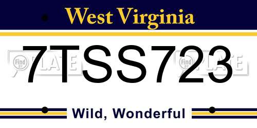 7TSS723 West Virginia License Plate