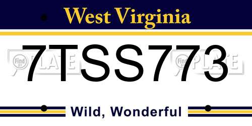 7TSS773 West Virginia License Plate