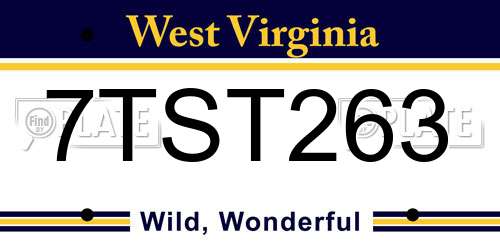 7TST263 West Virginia License Plate