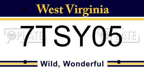 7TSY05 West Virginia License Plate