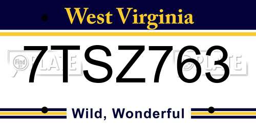 7TSZ763 West Virginia License Plate