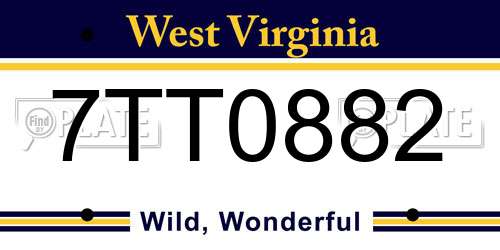 7TT0882 West Virginia License Plate