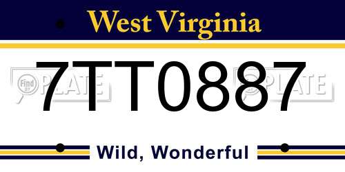 7TT0887 West Virginia License Plate