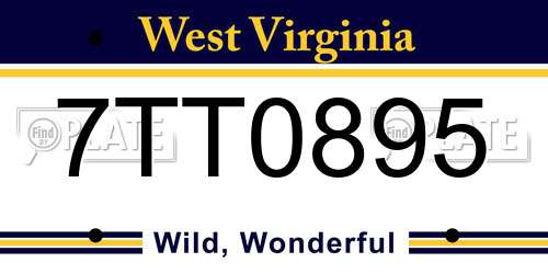 7TT0895 West Virginia License Plate