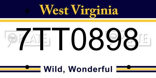 7TT0898 West Virginia License Plate