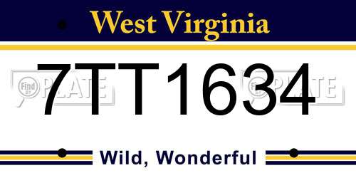 7TT1634 West Virginia License Plate
