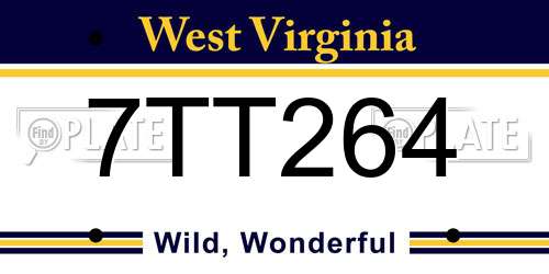 7TT264 West Virginia License Plate