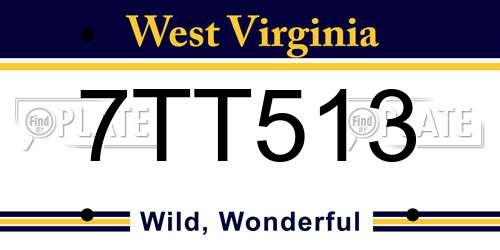 7TT513 West Virginia License Plate