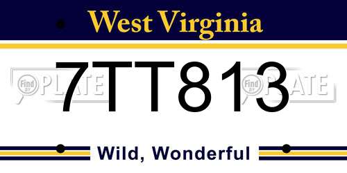 7TT813 West Virginia License Plate