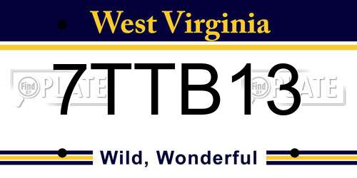 7TTB13 West Virginia License Plate