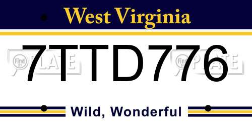 7TTD776 West Virginia License Plate