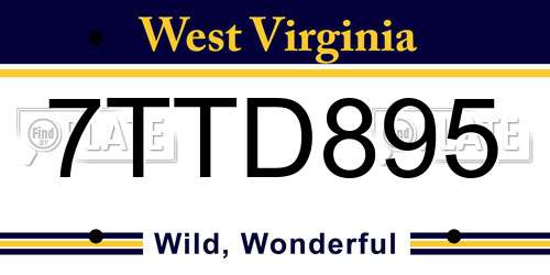 7TTD895 West Virginia License Plate