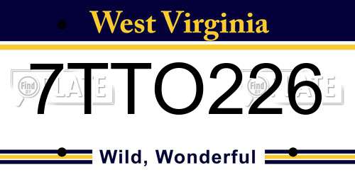 7TTO226 West Virginia License Plate