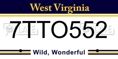 7TTO552 West Virginia License Plate