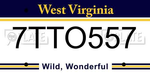 7TTO557 West Virginia License Plate