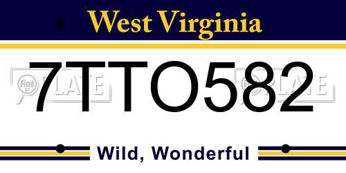 7TTO582 West Virginia License Plate