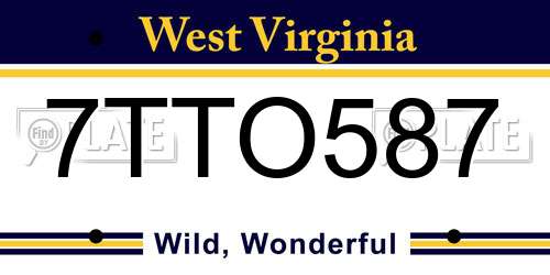 7TTO587 West Virginia License Plate