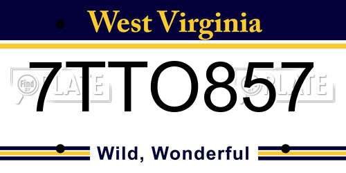 7TTO857 West Virginia License Plate