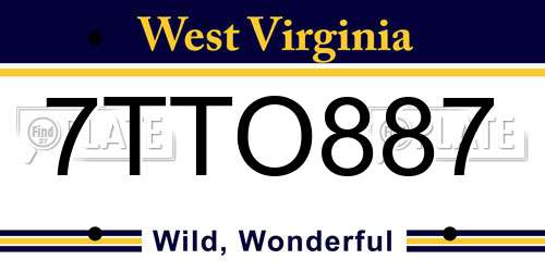 7TTO887 West Virginia License Plate