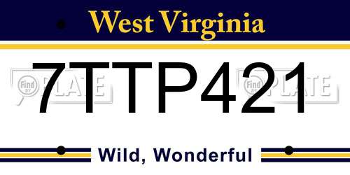 7TTP421 West Virginia License Plate