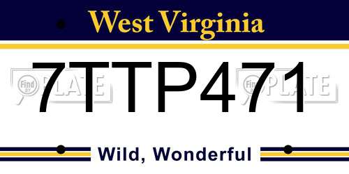 7TTP471 West Virginia License Plate
