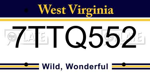7TTQ552 West Virginia License Plate