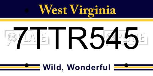 7TTR545 West Virginia License Plate