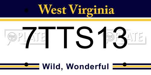7TTS13 West Virginia License Plate