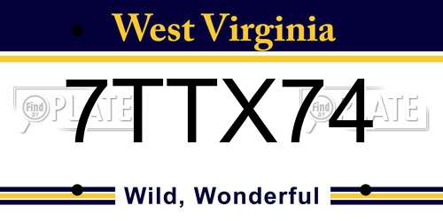 7TTX74 West Virginia License Plate