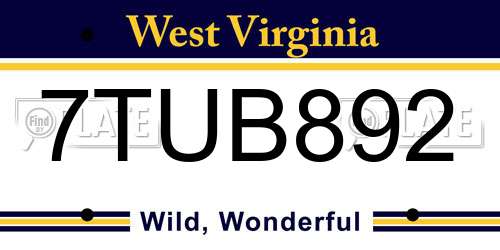 7TUB892 West Virginia License Plate