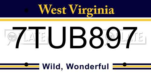 7TUB897 West Virginia License Plate