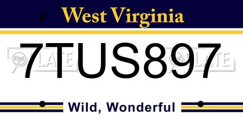 7TUS897 West Virginia License Plate