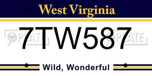 7TW587 West Virginia License Plate