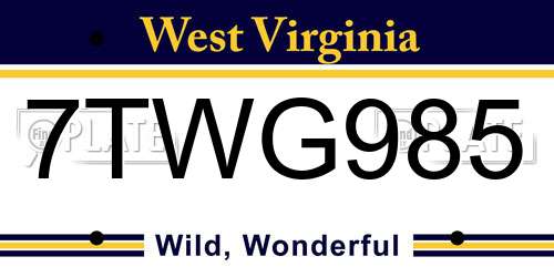 7TWG985 West Virginia License Plate