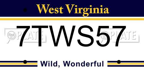 7TWS57 West Virginia License Plate