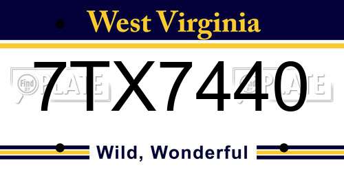 7TX7440 West Virginia License Plate