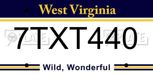 7TXT440 West Virginia License Plate
