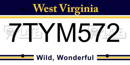 7TYM572 West Virginia License Plate