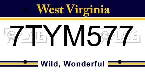 7TYM577 West Virginia License Plate
