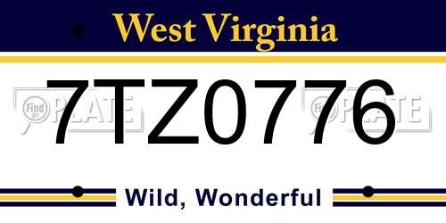 7TZ0776 West Virginia License Plate