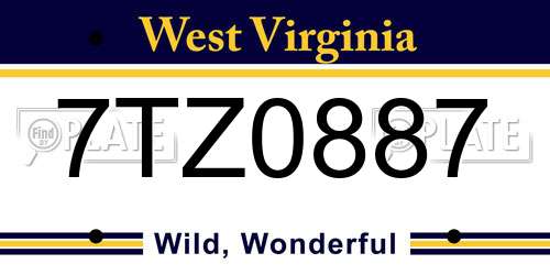 7TZ0887 West Virginia License Plate