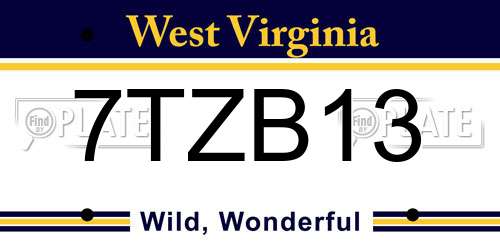 7TZB13 West Virginia License Plate